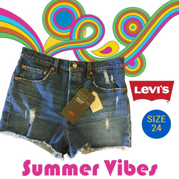 Levi's Pants - NWT Levi’s Rib cage shorts High Rise Dark Wash Size 24